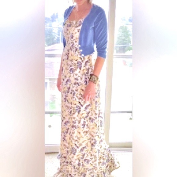 Anthropologie | Sleeveless Moulinette Soeurs Hydrangea Petals Silk Maxi Dress - Picture 5 of 12